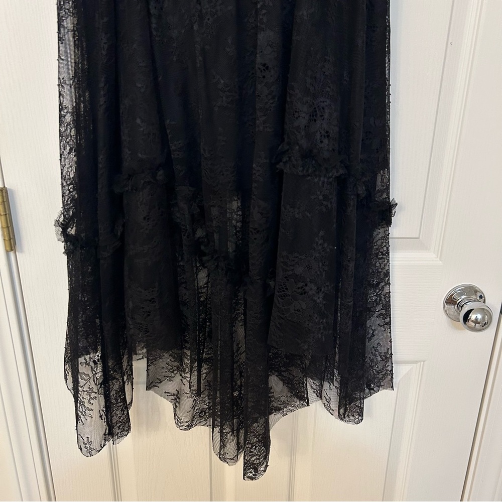 Allsaints Josie Asymmetric Lace Skirt in Black - Picture 6 of 13